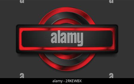 Red and black glossy frame label, banner and circle design. Vector background Stock Vector