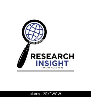 Research insight logo icon vector template. Research logo with simple and elegant magnifying glass symbol. Stock Vector