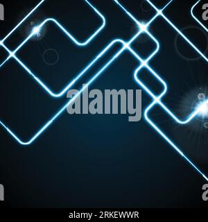 Blue glowing neon geometric lines abstract background. Vector illustration Stock Vector