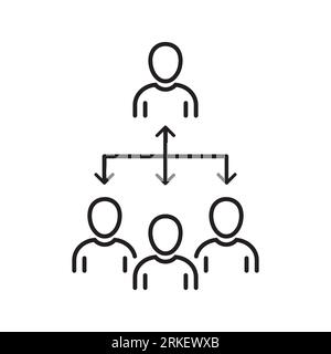 Coordinate Team People Line Icon. Business Company Group Coordination Linear Pictogram. Partnership Teamwork Enterprise Organization Outline Icon. Edi Stock Vector