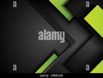 Contrast black and green abstract tech geometric background. Vector design Stock Vector