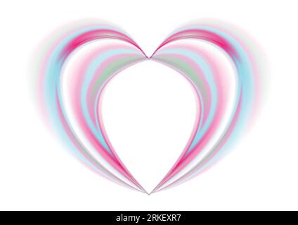 Smooth holographic gradient abstract heart on white background. Vector design Stock Vector