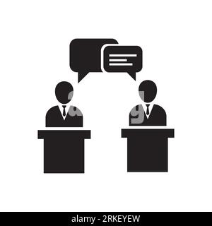 Politic debate icon in flat style. Presidential debates vector illustration on white isolated background. Businessman discussion business concept. Stock Vector