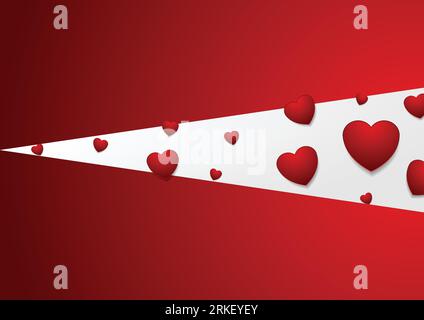 Red and grey abstract vector background with hearts Stock Vector