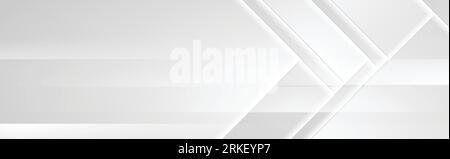 Abstract grey white corporate striped banner. Web header tech background design Stock Vector