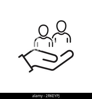 Care for employees line icon. Worker, person, hand. Human resource concept Stock Vector