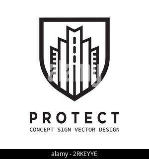 Guard shield business concept logo. Protection security icon sign. Savety protect symbol. Building construction sign. Security icon. Corporate identit Stock Vector