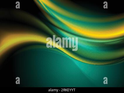 Green and yellow abstract smooth flowing waves background. Vector design Stock Vector