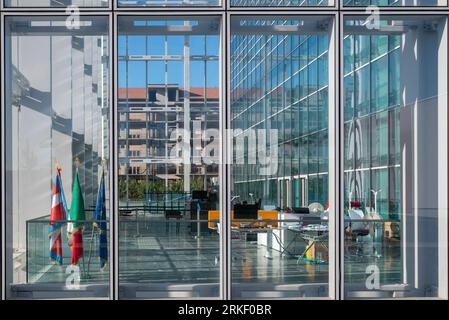 Turin, Piedmont, Italy - August 06, 2023. Palace of the Piedmont region. Architectures of one of the most recent buildings in the city of Turin locate Stock Photo