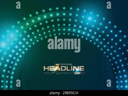 Neon led lights abstract circle tech background. Futuristic glowing vector design Stock Vector