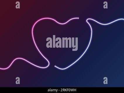 Blue purple electric neon heart abstract background. Valentines Day vector retro design Stock Vector