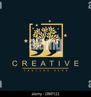 Tree vector icon. Nature tree vector illustration of logo design. Stock Vector