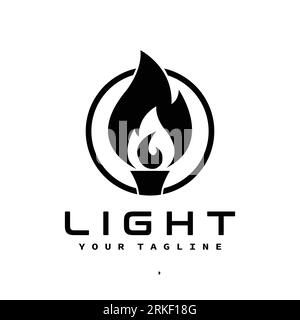 Golden Light Fire Torch Flame logo Stock Vector