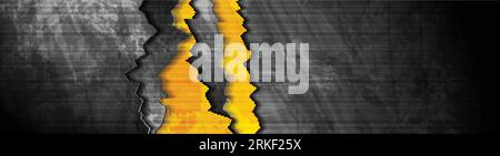 Orange black abstract grunge banner with broken edge. Vector web header background Stock Vector