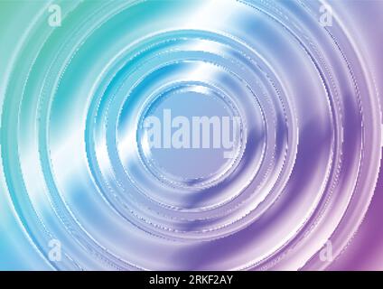 Blue and pink glossy circles abstract tech background. Vector design Stock Vector