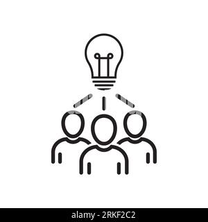 Blub brain and idea for planning strategy in business teamwork discussion, group interaction. working together in conference. Brainstrom icon. Vector Stock Vector