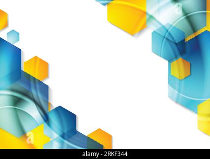 Abstract colorful shiny tech background with glossy hexagons. Vector design Stock Vector