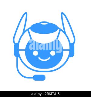 Robotic Assistant Icon with Headset Sign. Robot Chat Bot Icon Vector Design Stock Vector