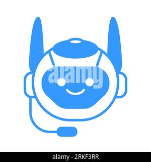 Robotic Assistant Icon with Headset Sign. Robot Chat Bot Icon Vector Design Stock Vector