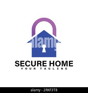 Home security logo design, home protector logo vector template. Stock Vector