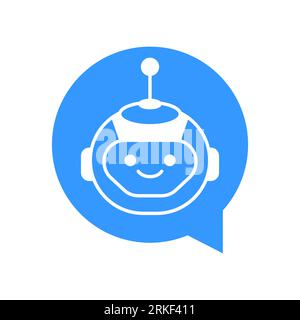 Robot Chat Bot Vector Design. Robotic Assistant icon isolated on bubble speech Stock Vector