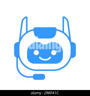 Robotic Assistant Icon with Headset Sign. Robot Chat Bot Icon Vector Design Stock Vector