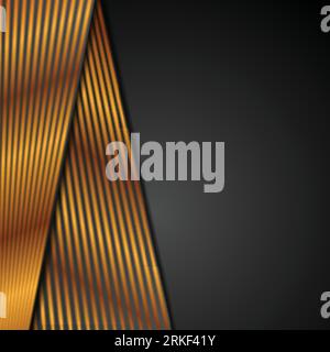 Black abstract corporate background with bronze lines. Vector design Stock Vector