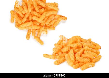 Cheese crunchy sticks isolated on white background. Stock Photo