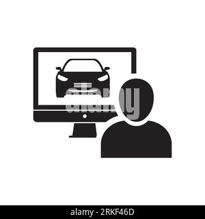 Car shopping icon. Buying a car online. Vector icon isolated on white background. Stock Vector