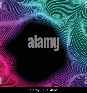 Abstract tech futuristic wavy dotted lines background. Vector design Stock Vector