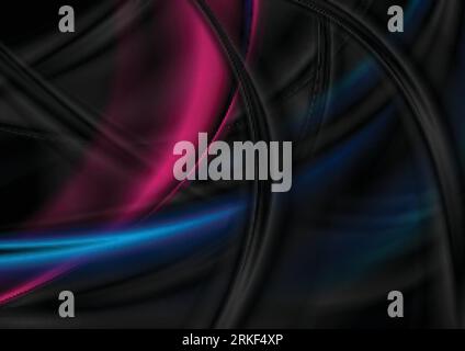 Black, blue and purple smooth curved waves abstract background. Vector illustration Stock Vector