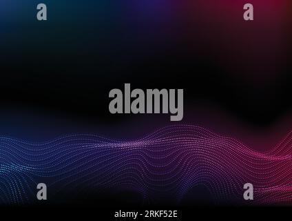 Abstract futuristic blue purple wavy dotted lines background. Vector design Stock Vector