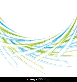 Blue and green curved shapes abstract background. Vector design Stock Vector