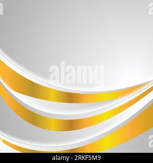 Grey and golden colors abstract corporate wavy design. Vector background Stock Vector