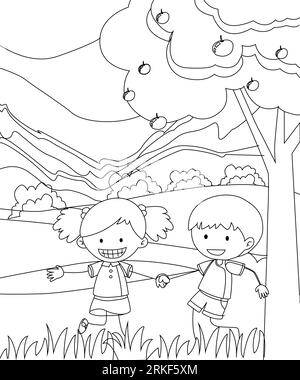 Vector coloring page kids in costume princess with a unicorn and an ...