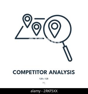 Competitor Analysis Icon. Market Research, Comparison, Strategy. Editable Stroke. Simple Vector Icon Stock Vector