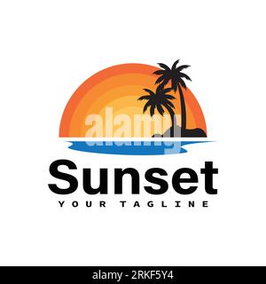 Sunset logo icon vector template. Stock Vector