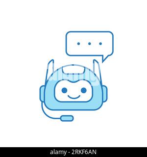Chatbot Icon or Virtual Assistant Icon Design with Bubble Speech and Headset Icon Stock Vector