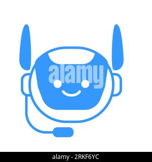 Robotic Assistant Icon with Headset Sign. Robot Chat Bot Icon Vector Design Stock Vector