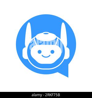 Robot Chat Bot Vector Design. Robotic Assistant icon isolated on bubble speech Stock Vector