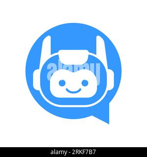 Robot Chat Bot Vector Design. Robotic Assistant icon isolated on bubble speech Stock Vector