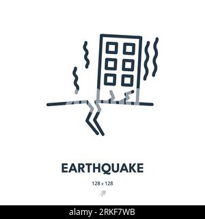 Earthquake Icon. Magnitude, Seismology, Aftershocks. Editable Stroke. Simple Vector Icon Stock Vector
