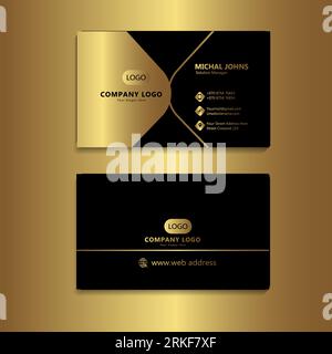 vector golden black premium wavy business card template Stock Vector