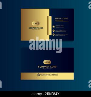 vector golden black premium wavy business card template Stock Vector