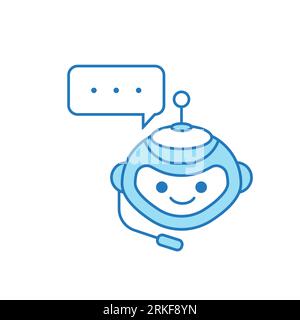Chatbot Icon or Virtual Assistant Icon Design with Bubble Speech and Headset Icon Stock Vector