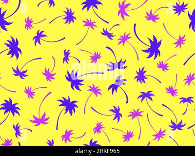 Colorful palm trees seamless pattern. Tropical jungle pop art style, exotic background for advertising, postcards, poster and banner. Vector illustrat Stock Vector