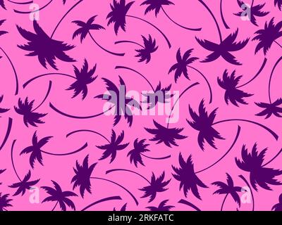 Palm trees on a pink background seamless pattern. Summer background with tropical trees. Design for wallpaper, banners and promotional items. Vector i Stock Vector