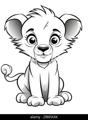 Little lion cub face hand drawn sketch in doodle Vector Image