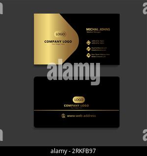 vector golden black premium wavy business card template Stock Vector ...