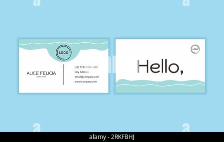 Creative and beautiful, horizontal business card, name card or visiting card set in pestle colors. Two sided front and back view. Contact card for com Stock Vector